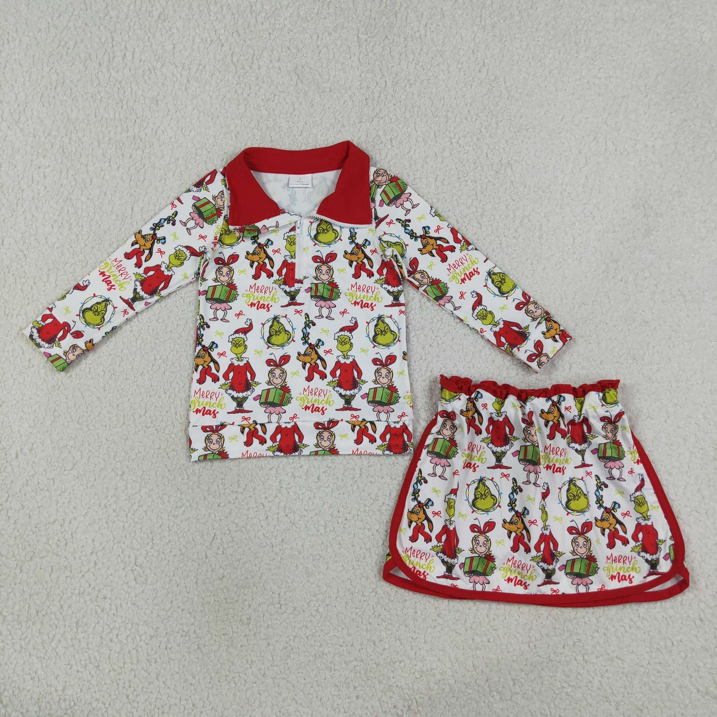GLD1608 Christmas grinch girl outfit skirt 202608 RTS