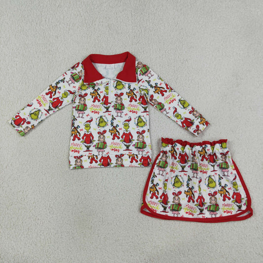 GLD1608 Christmas grinch girl outfit skirt 202608 RTS