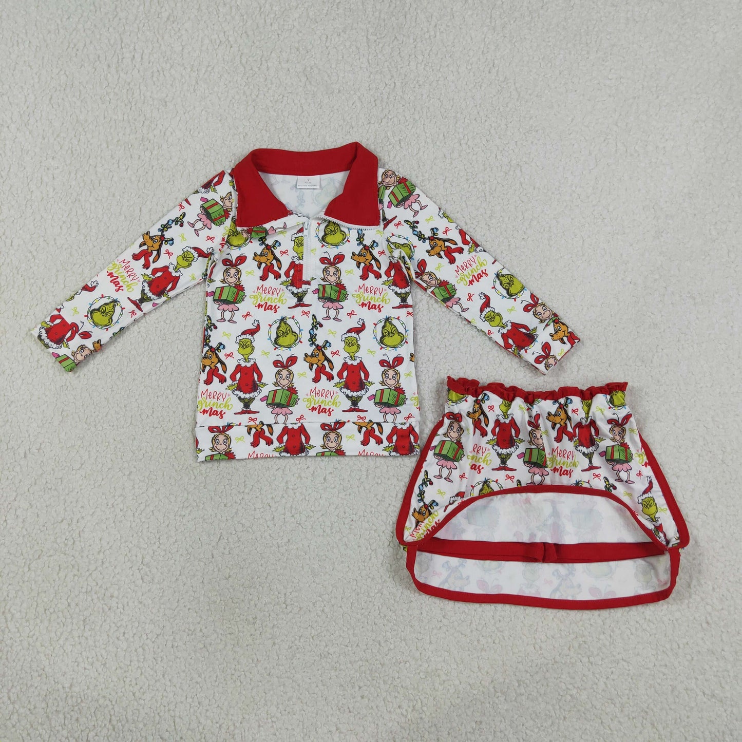 GLD1608 Christmas grinch girl outfit skirt 202608 RTS