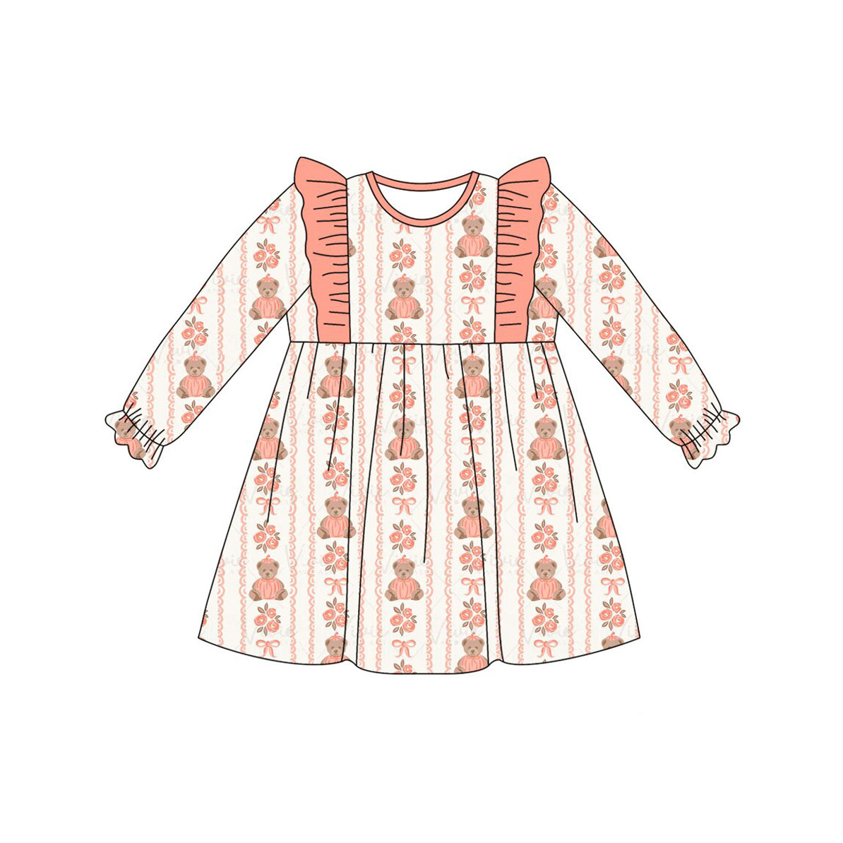 GLD1640 bear western girl dress RTS 202619 preorder