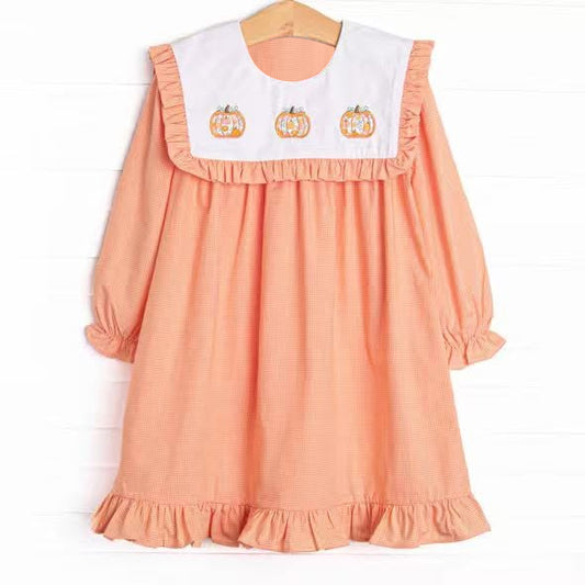 GLD1645 Halloween pumpkin western girl dress RTS 202619 preorder