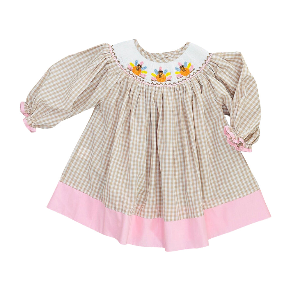 GLD1648  Thanksgiving turkey western girl dress RTS 202619 preorder