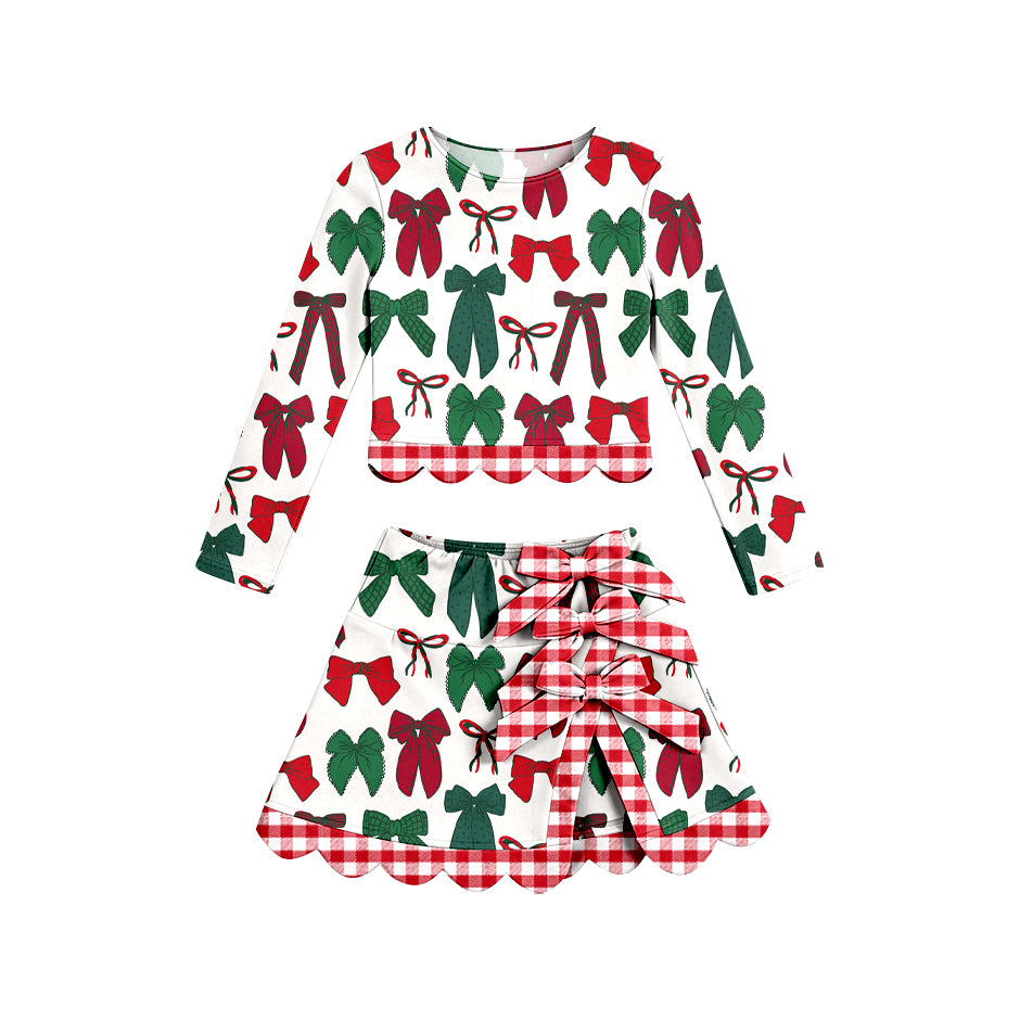 GLD1677 yoga scallop  Christmas  bow girl  outfit skirt  202607 preorder