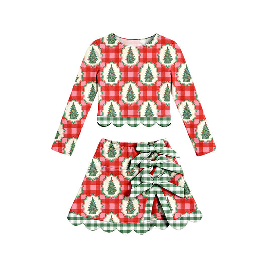 GLD1678 yoga scallop  Christmas  bow girl  outfit skirt  202607 preorder