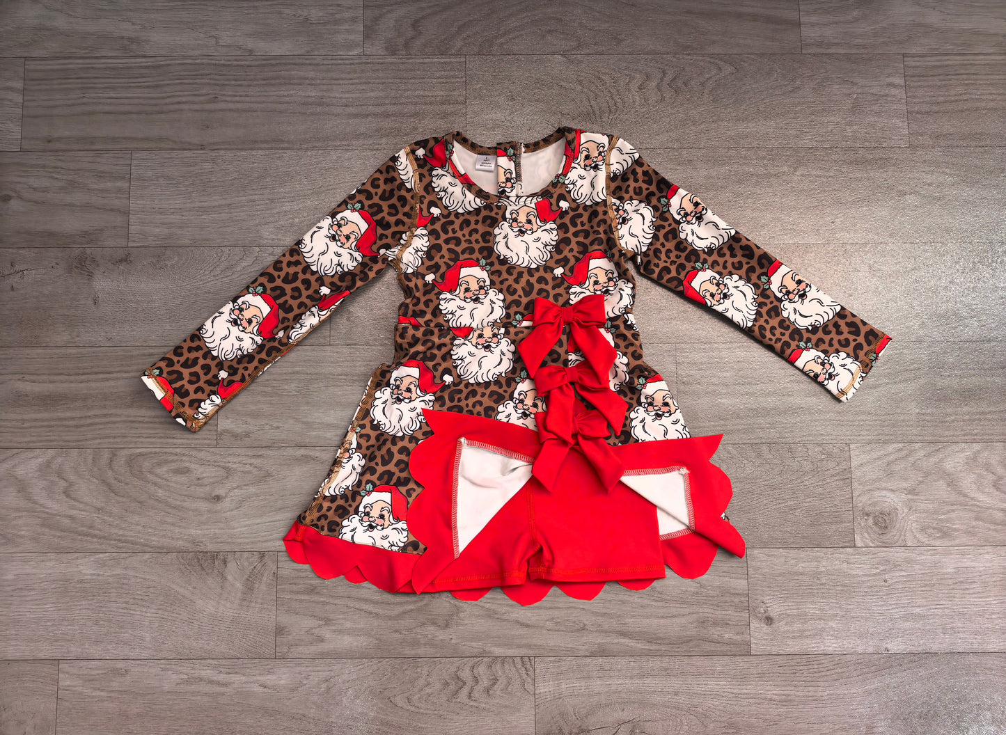 RTS GLD1679 yoga scallop  Christmas santa camo  girl  outfit skirt  202607