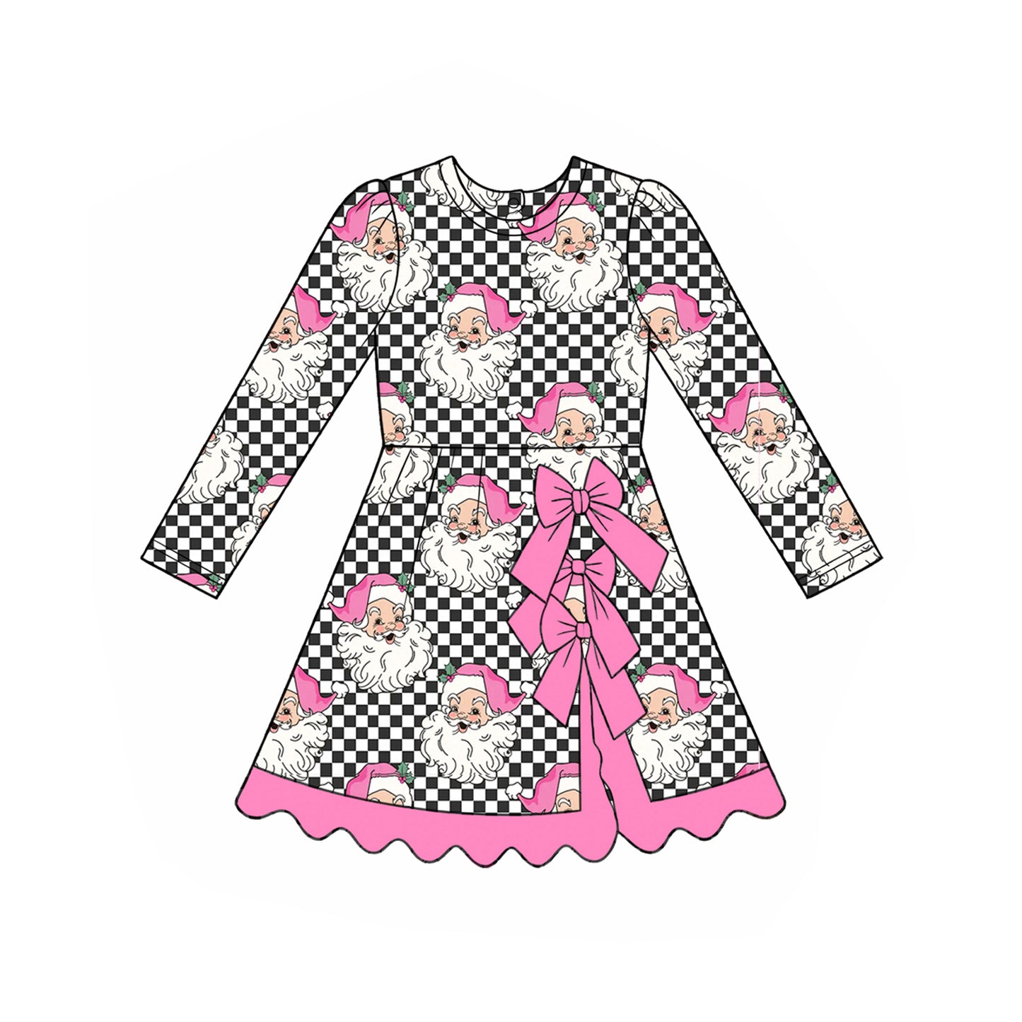 GLD1680 yoga scallop  Christmas santa checkerboard girl  outfit skirt  202607 preorder