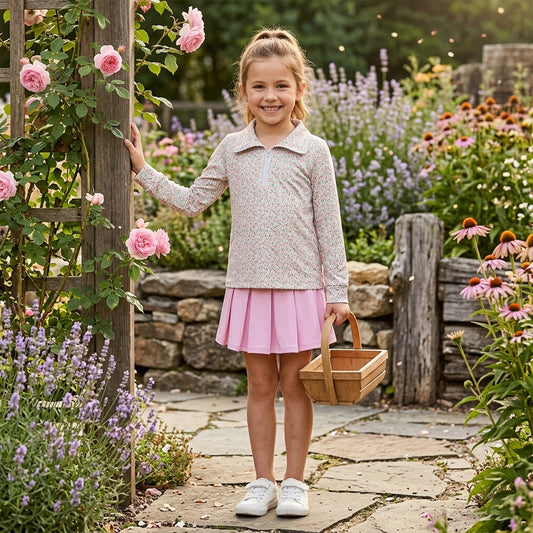 NO MOQ RTS GLD1814-bundle，GT1145+GLK0088-Yoga BOW flower kids girl outfit Skirt 202609