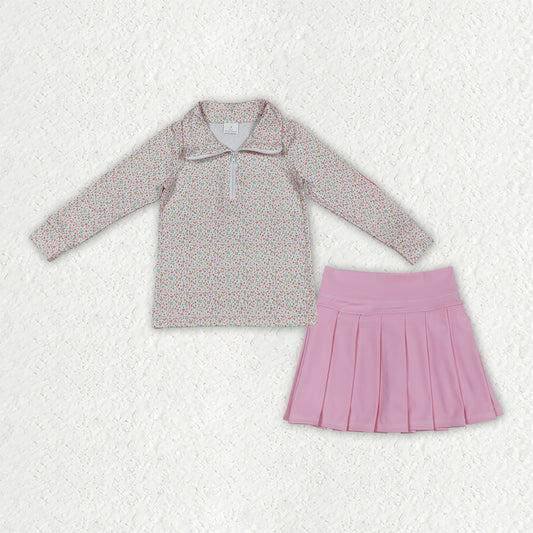 NO MOQ RTS GLD1814-bundle，GT1145+GLK0088-Yoga BOW flower kids girl outfit Skirt 202609