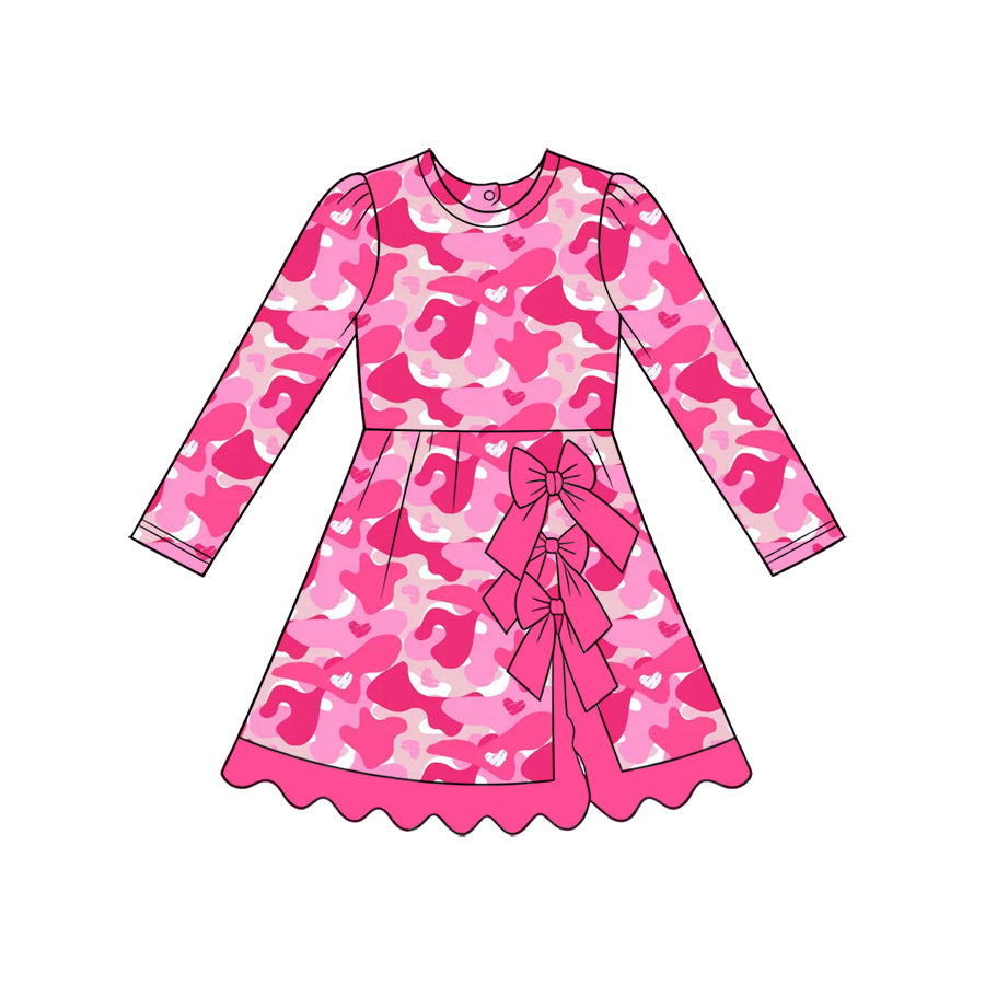Pre-order GLD1818 yoga pink love leopard dress bow girl dress