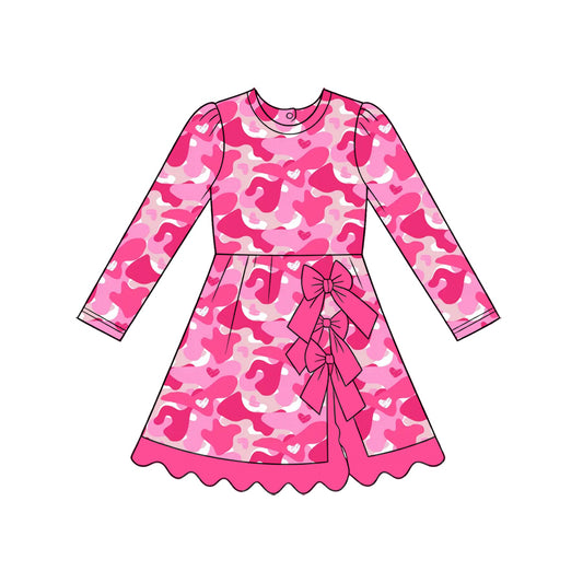 Pre-order GLD1818 yoga pink love leopard dress bow girl dress