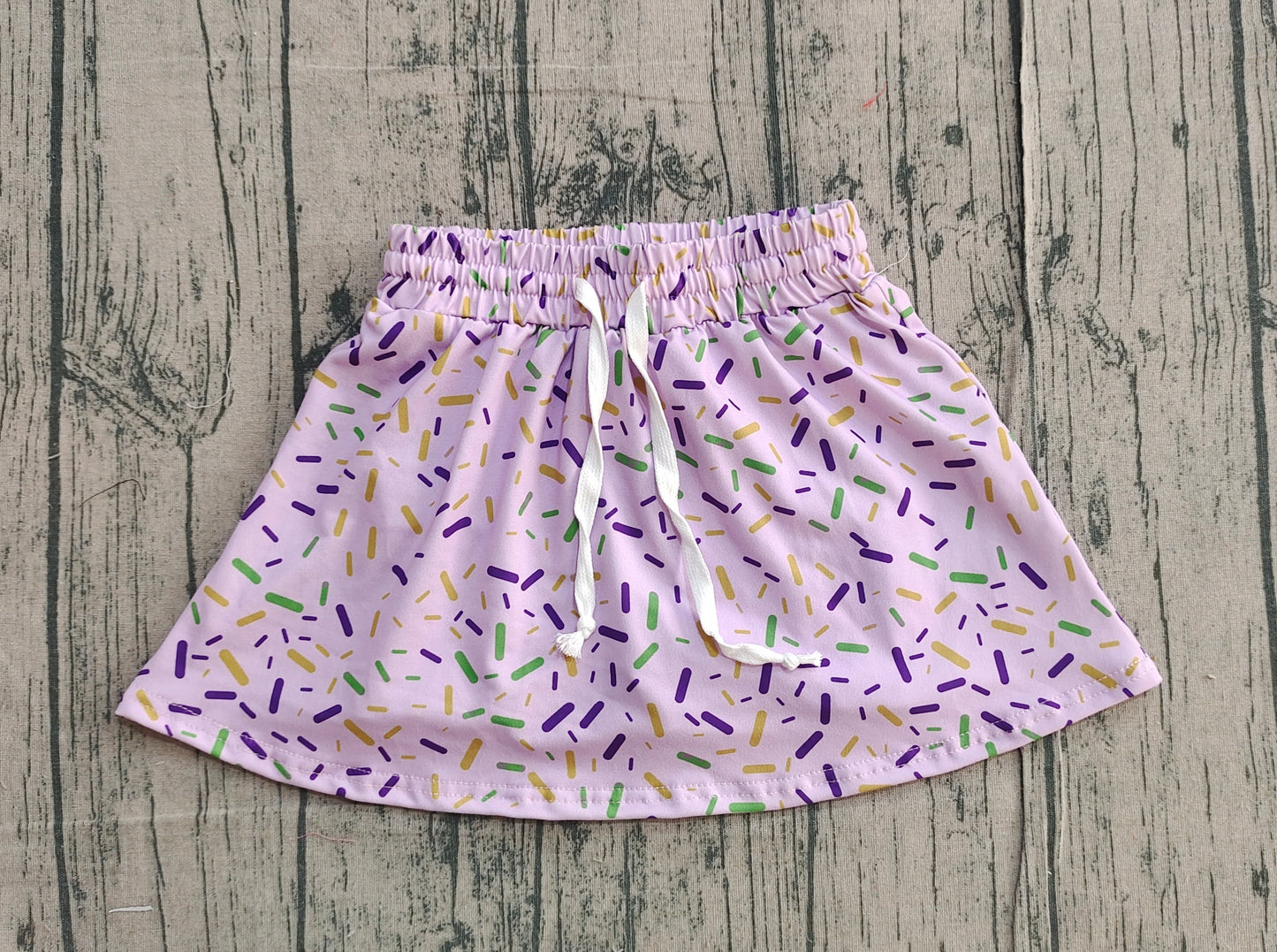 GLK0144 Mardi Gras yoga girl kids shorts skirt 202511  preorder