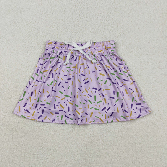 GLK0144 Mardi Gras yoga girl kids shorts skirt 202512 RTS
