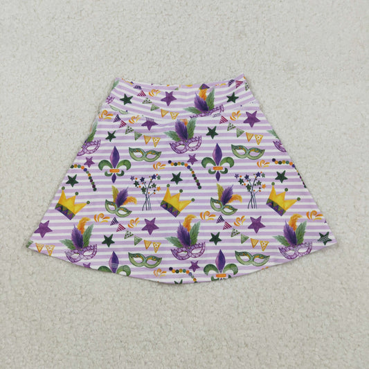 GLK0167 yoga Mardi Gras girl kids shorts skirt 202511 RTS