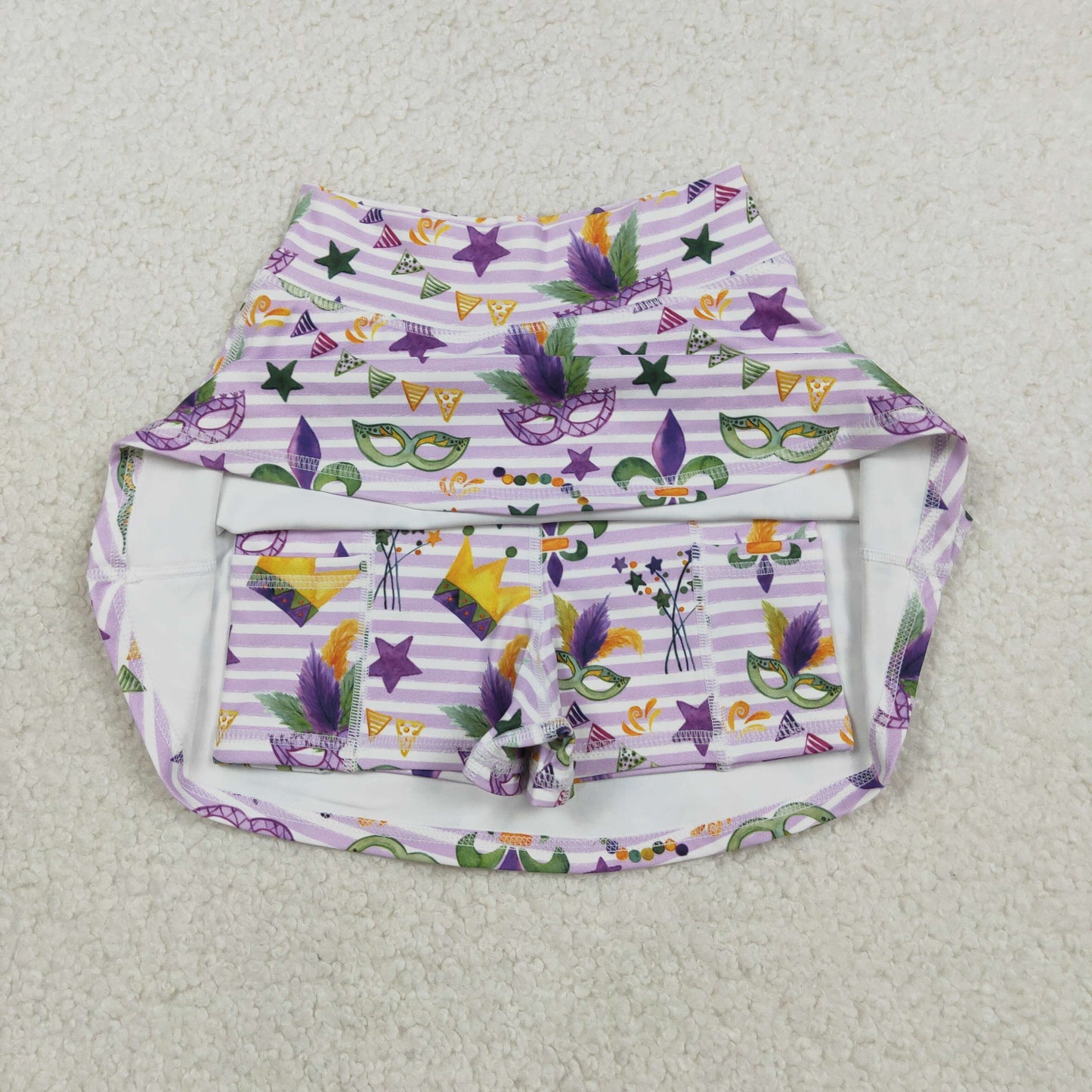 GLK0167 yoga Mardi Gras girl kids shorts skirt 202511 RTS