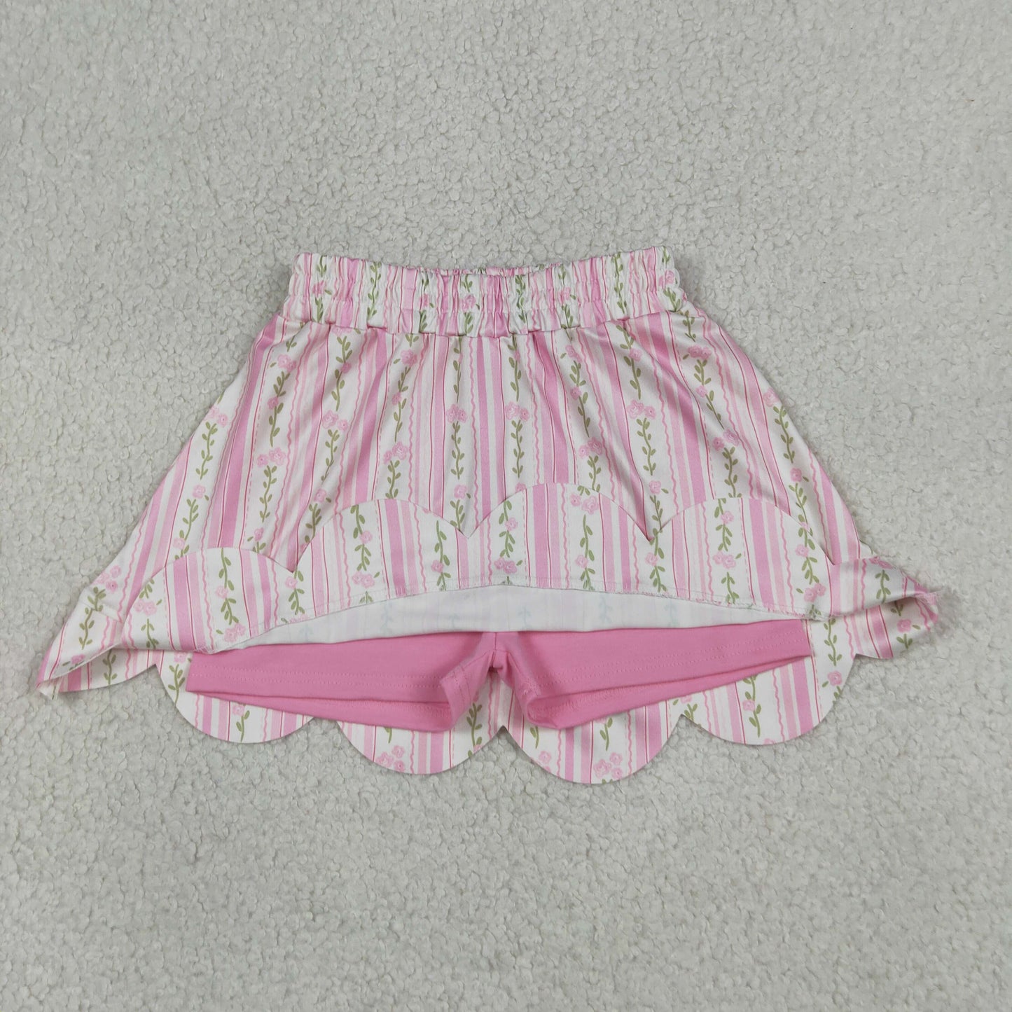 GLK0238   scallop pink girl kids shorts skirt 202605 RTS