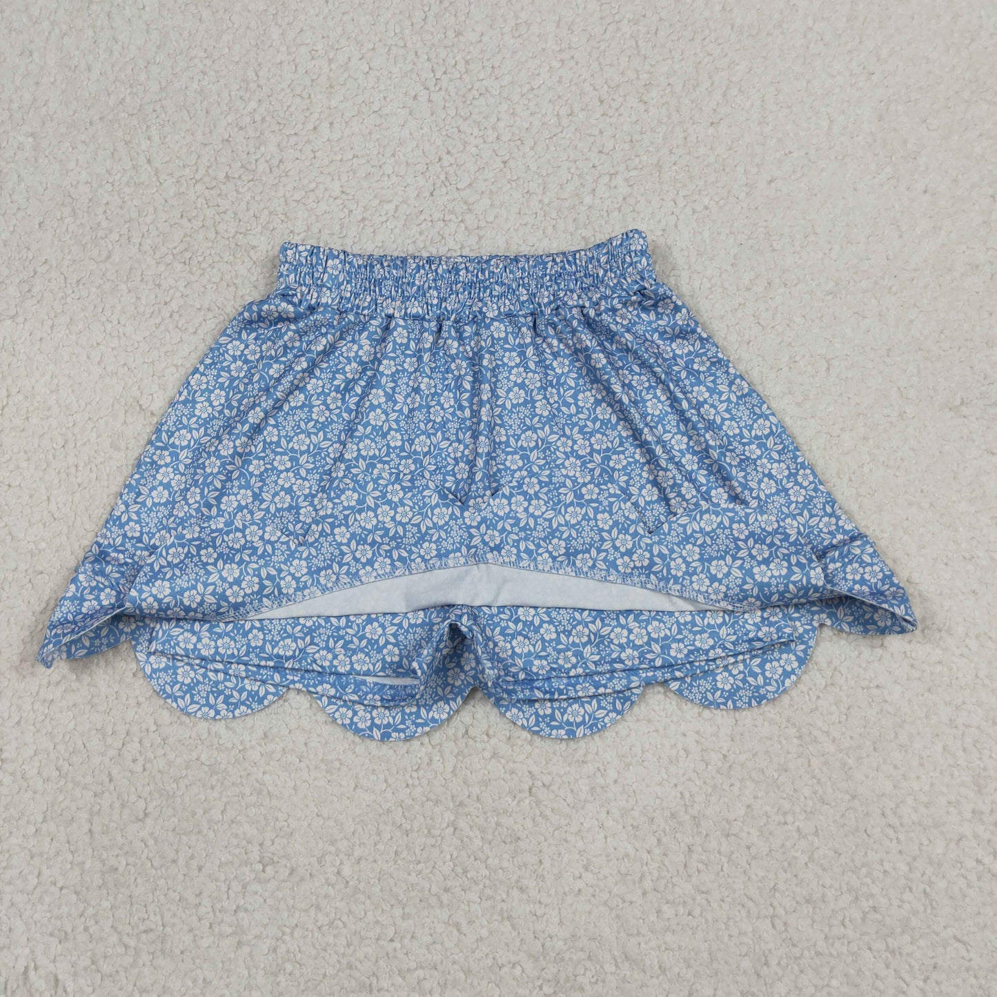 GLK0239  scallop blue girl kids shorts skirt 202605 RTS