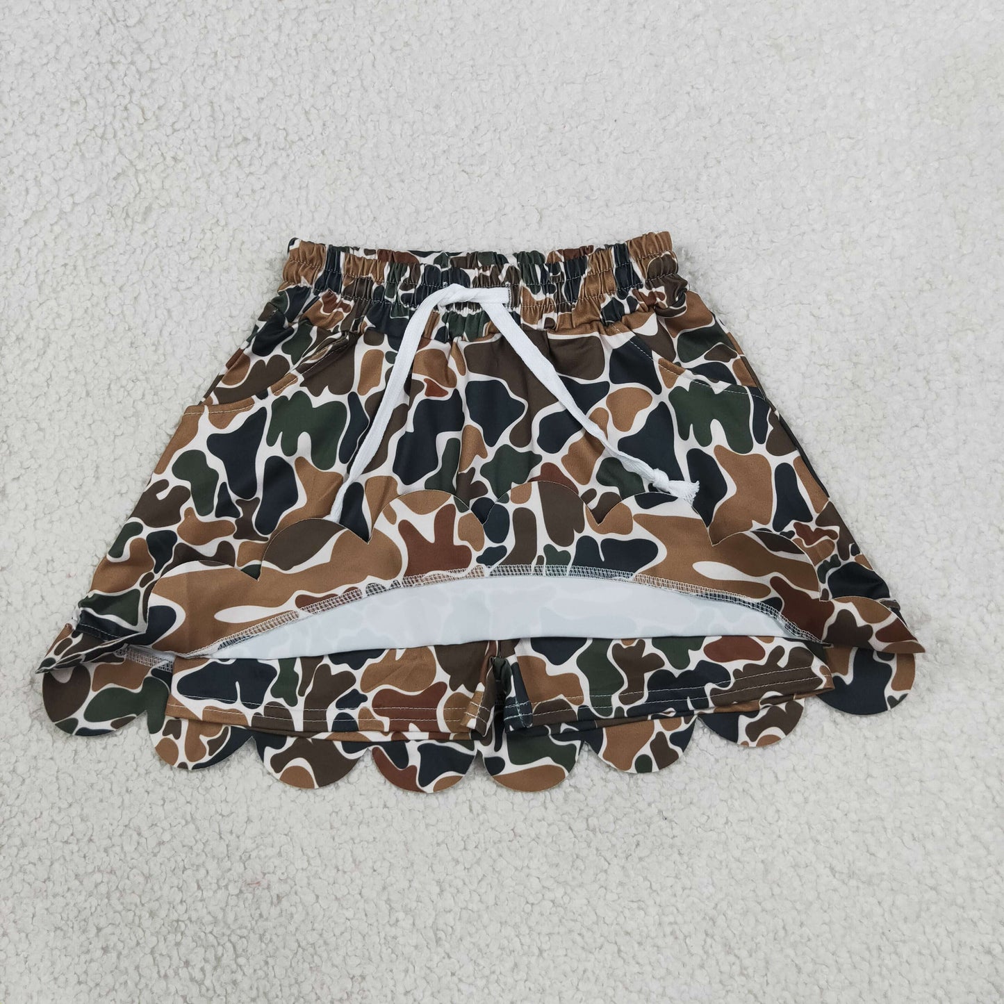 GLK0300 scallop camo girl kids shorts skirt 202605 RTS