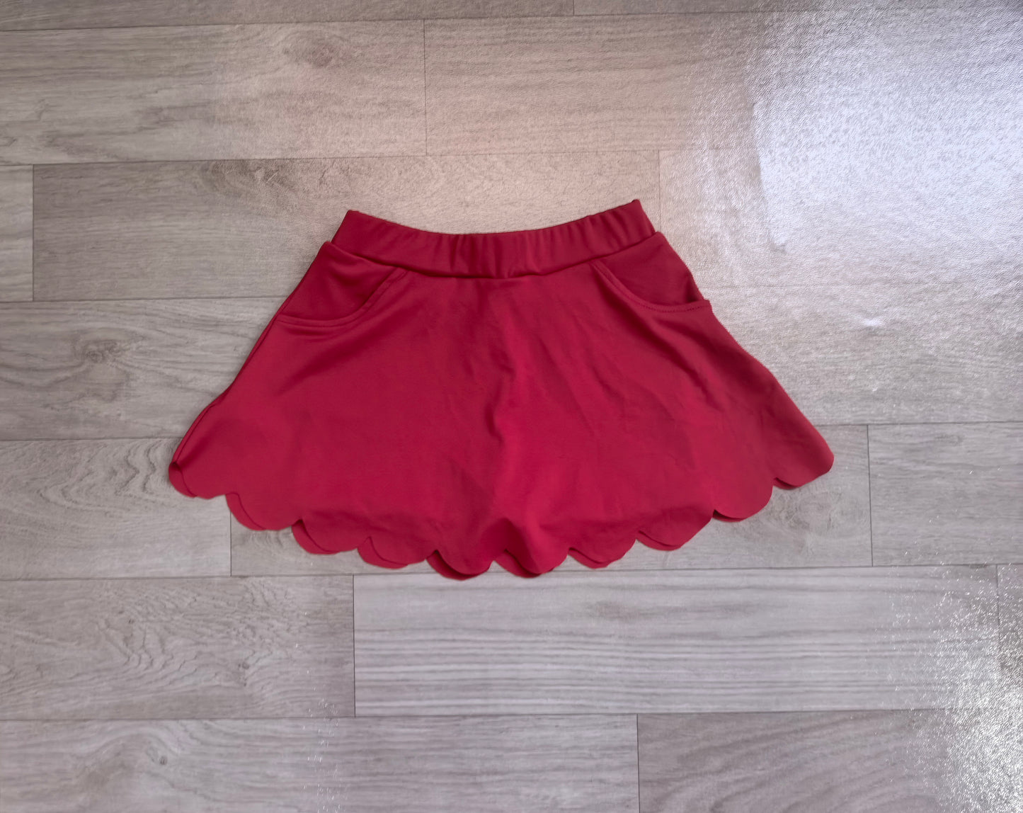 GLK0304 scallop red solid girl kids shorts skirt 202607 preorder