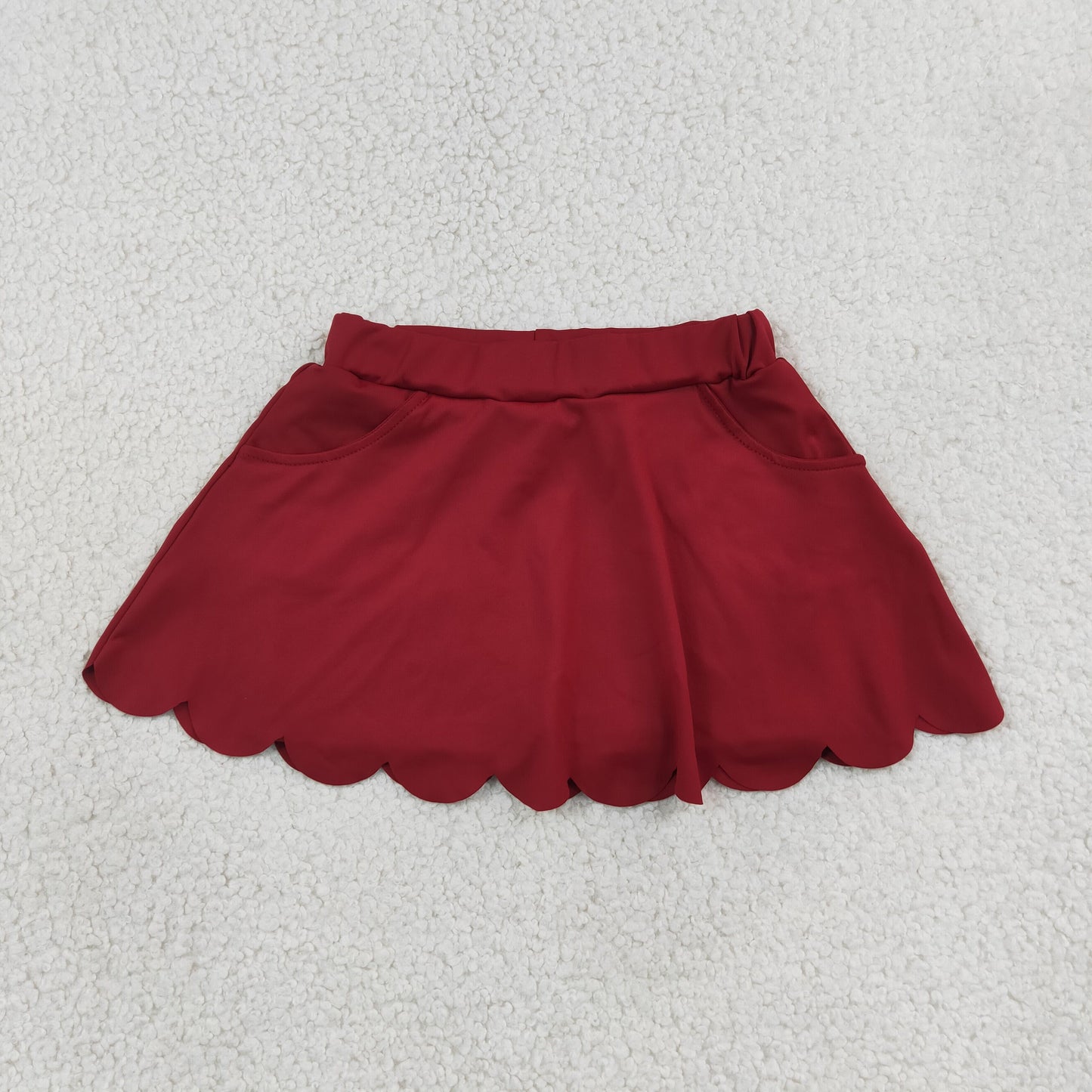 GLK0304 scallop red solid girl kids shorts skirt 202607 RTS