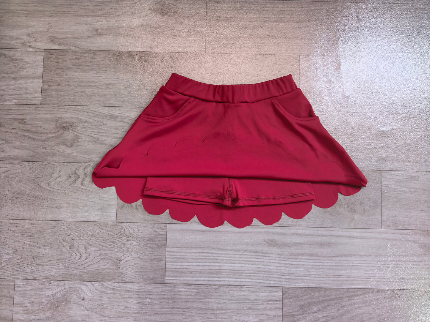 GLK0304 scallop red solid girl kids shorts skirt 202607 preorder