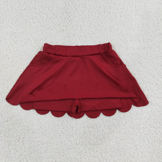 GLK0304 scallop red solid girl kids shorts skirt 202607 RTS