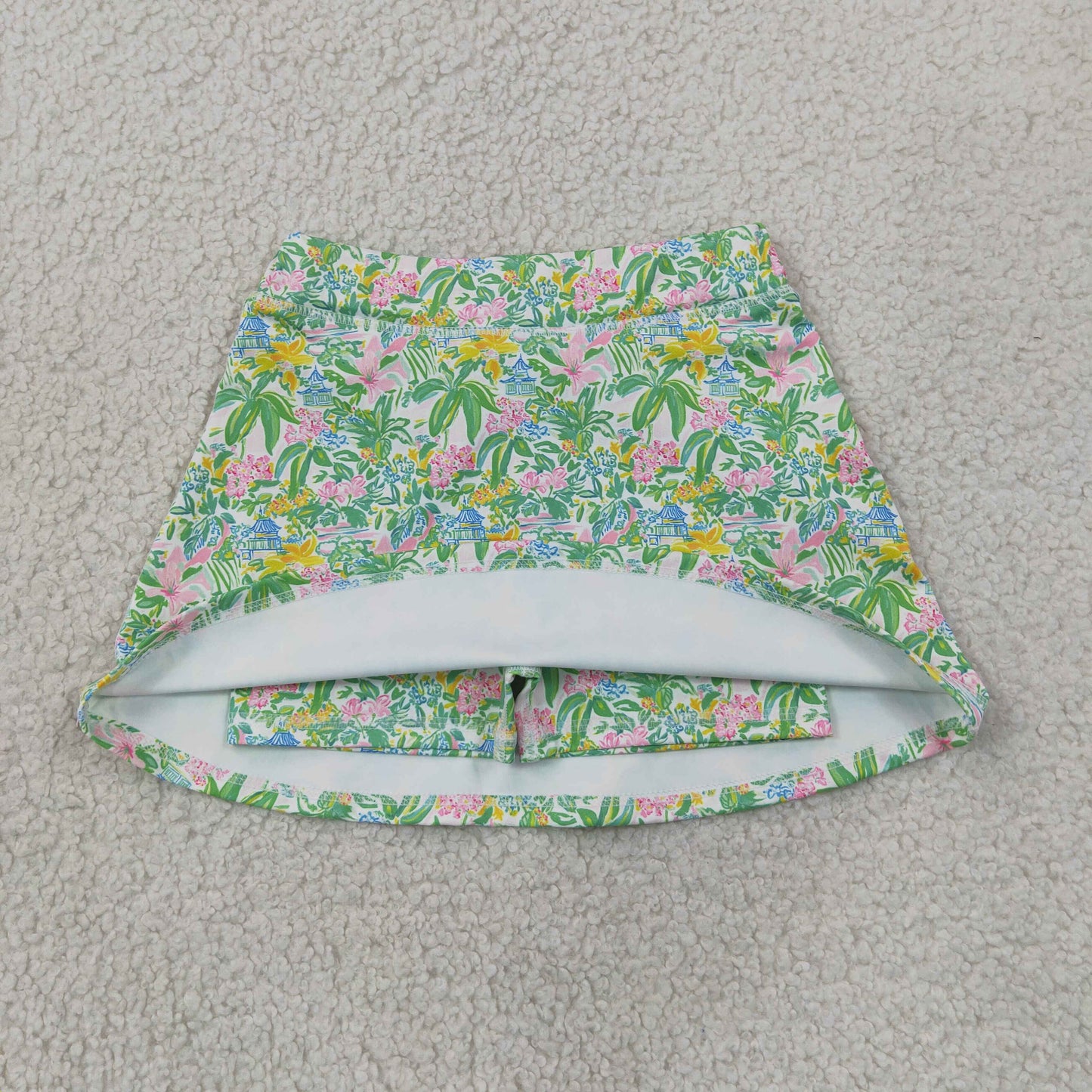 GLK0311 Floral Skort Girls Tropical Floral Elastic Waist Athletic Skort yoga  202607 RTS