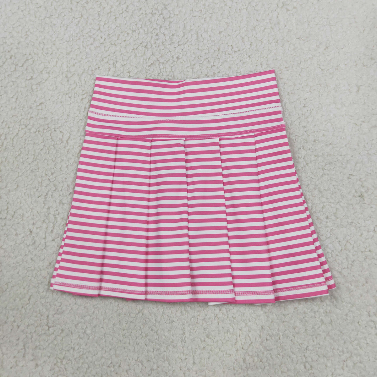 NO MOQ RTS GLK0335 Baby Girl Clothes Pink White Stripe Allover Print Long Sleeve Pleated Skort 202610