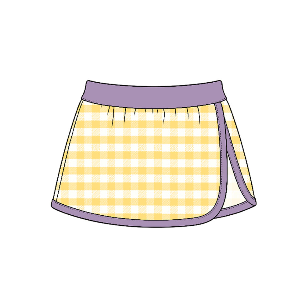 Preorder (moq 5) GLK0353 Baby Girl Clothes Yellow Gingham Plaid Print Skort