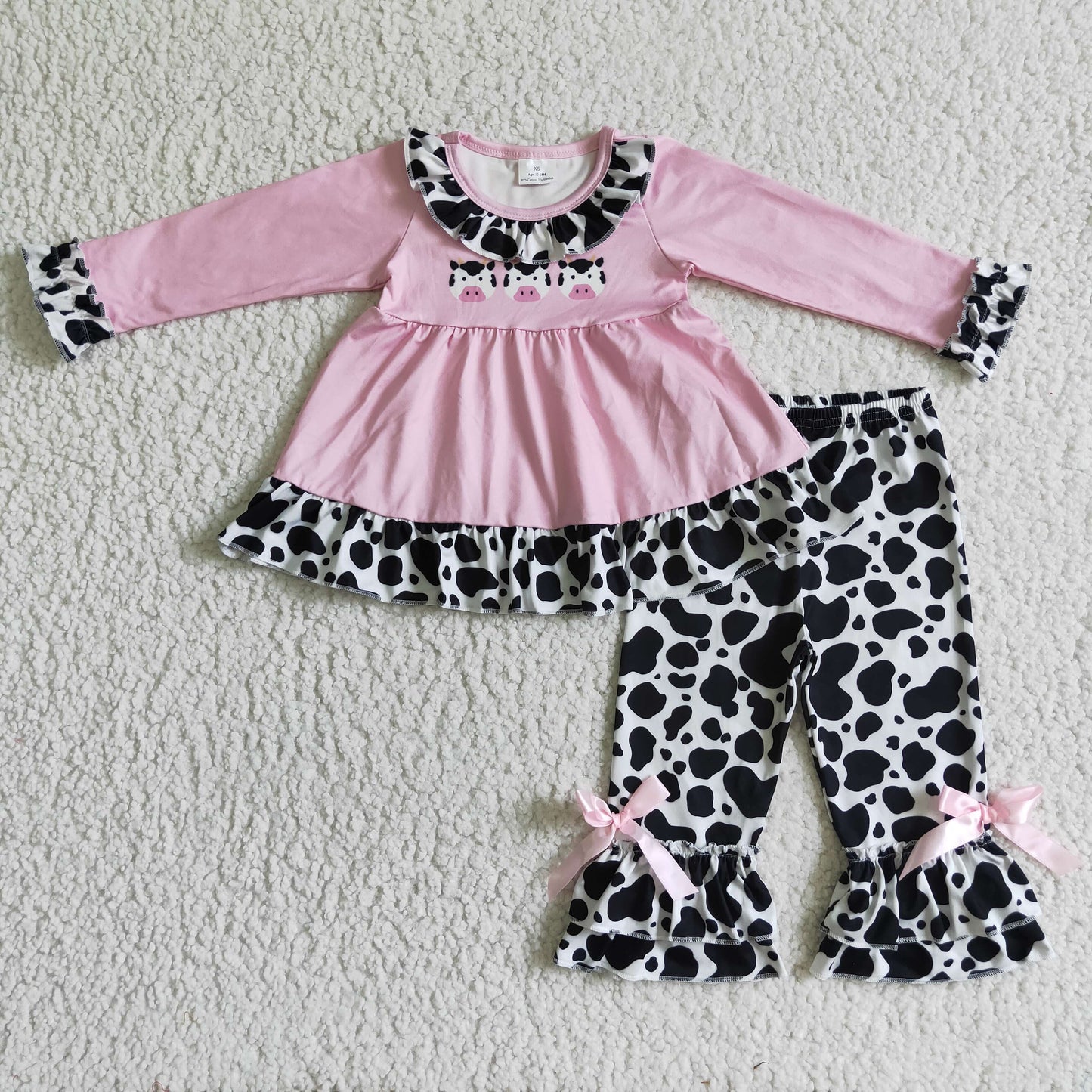 GLP0282 cow western pink long sleeve GIRL outfit RTS 20230628 RTS