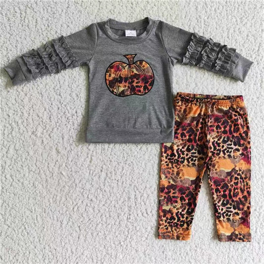 GLP0210 Halloween leopar short sleeve girl outfit  RTS 20230530