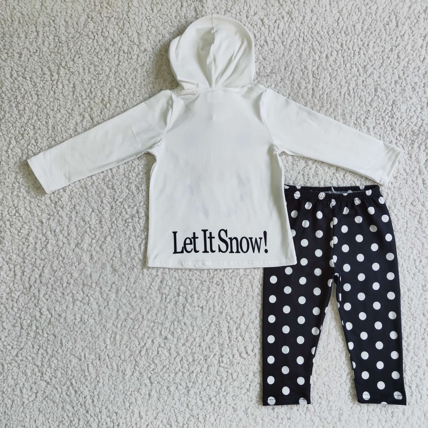 GLP0293 let it snow letters snowman white boy hoodie long sleeve pants outfit RTS 20230623