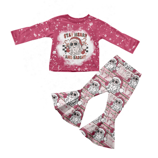 GLP0435  Christmas Santa Long sleeve girl outfit preorder 20230505