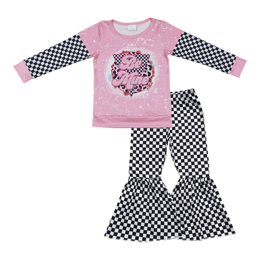 组合GLP0446 pink be mine plaid checkerboard Long sleeve girl outfit RTS 20230515