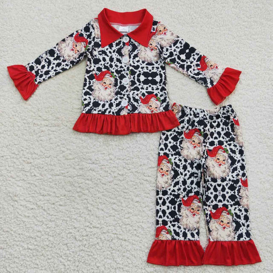 GLP0458 RTS  christmas long sleeve kids girl pajamas outfit 202412