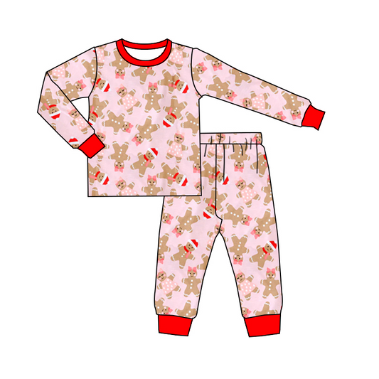 GLP0481 preorder christmas gingerbread long sleeve kids girl pajamas  20230526