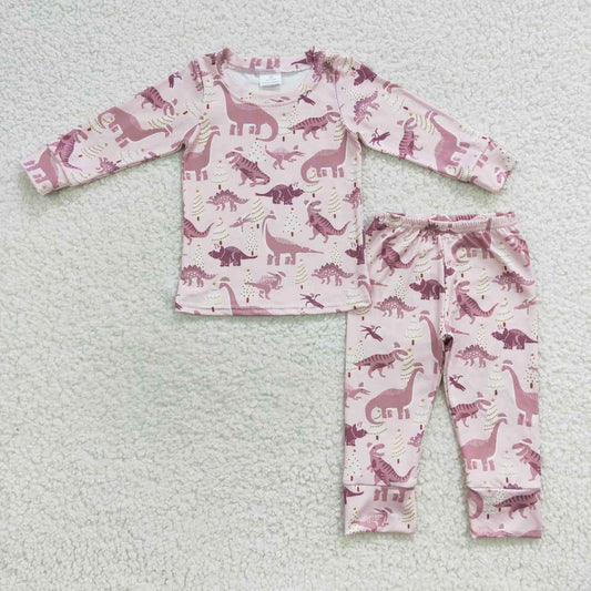 GLP0482 RTS christmas dinosaur long sleeve kids girl pajamas  20230810