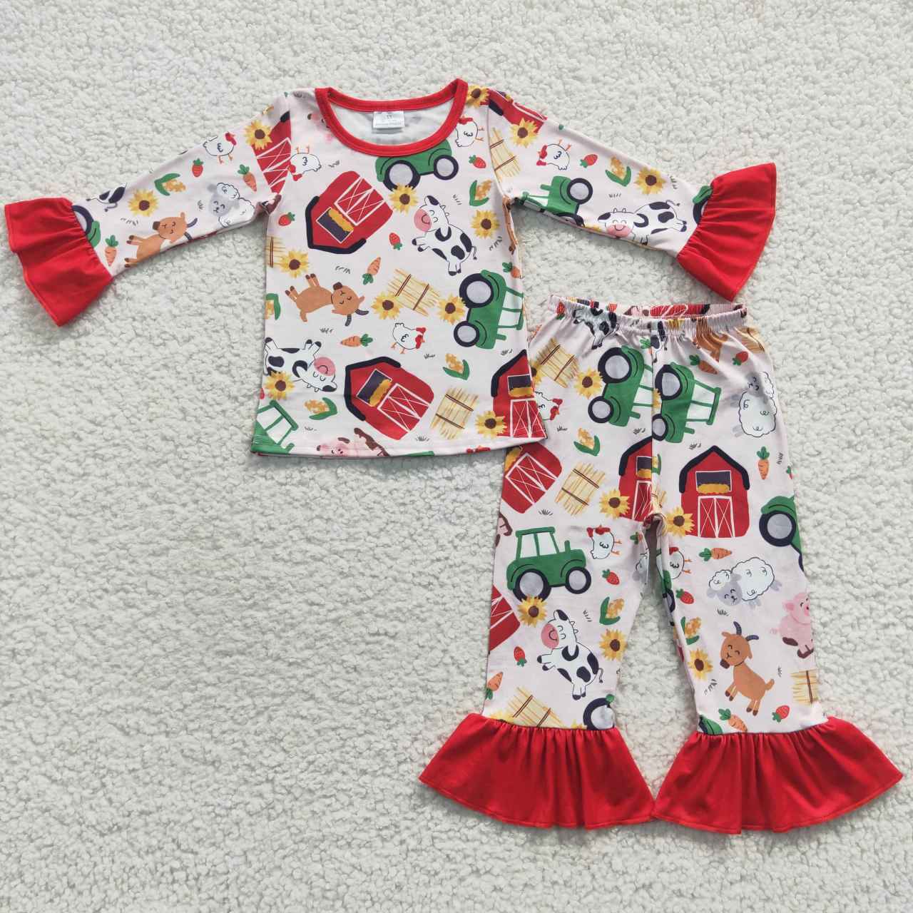 GLP0488 farm long sleeve children girl outfit pajamas 20230704 RTS