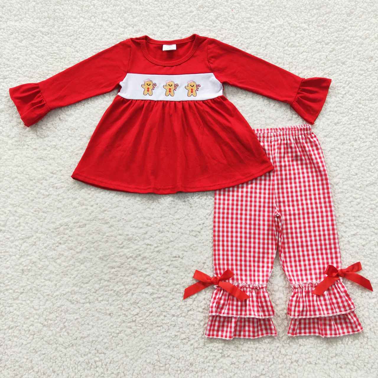 GLP0506  christmas embroidery gingersnap long sleeve children boy girl outfit 20230720 RTS