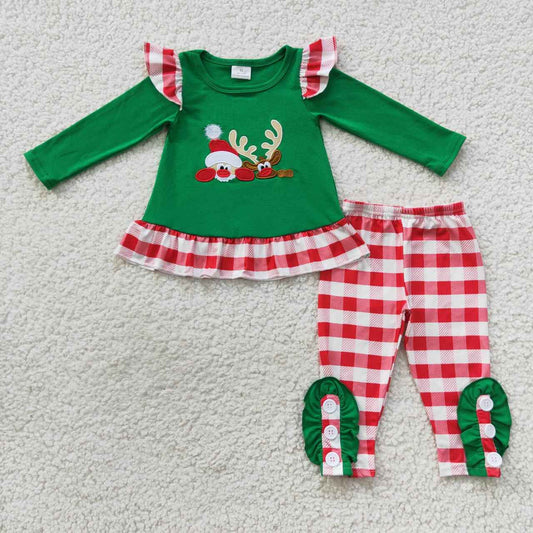 GLP0507 christmas embroidery deer long sleeve children boy girl outfit RTS 20230821 RTS