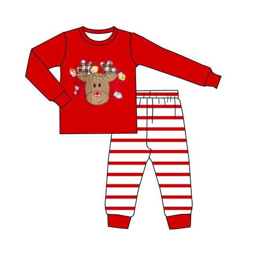 GLP0545 Christmas deer long sleeve pants pajamas boy outfit 20230609