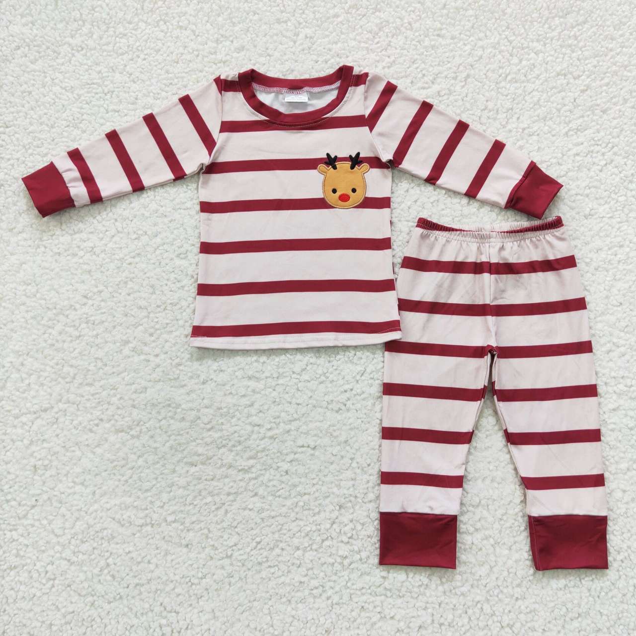 GLP0549 Christmas deer long sleeve stripe pajamas girl outfit 20230727 RTS