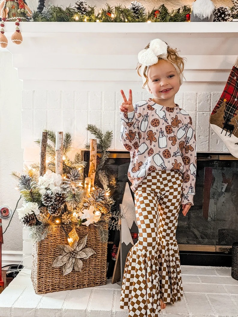 GLP0554组合 season milk Christmas gingerbread long sleeve pants girl outfit 20230711 RTS