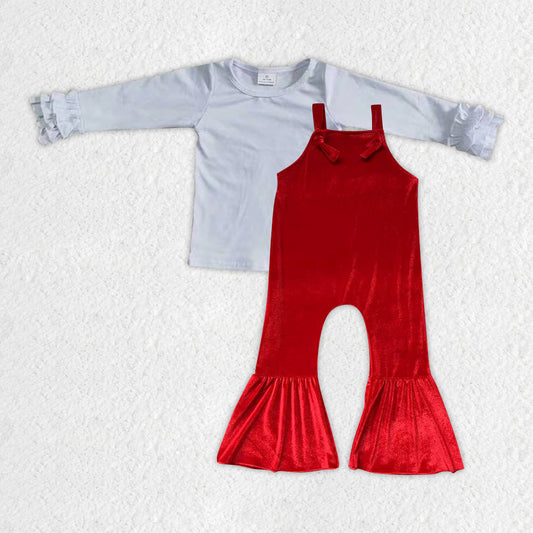 GLP0557 组合 red Christmas overall Long Sleeve jumpsuit Girl outfit RTS 20230612