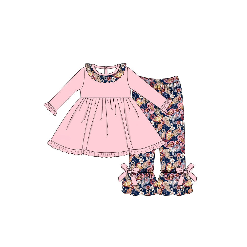 GLP0569 Paisley clothes Paisley long pink sleeve girl outfit 20230616 RTS