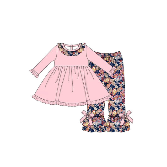 GLP0569 Paisley clothes Paisley long pink sleeve girl outfit 20230616 RTS