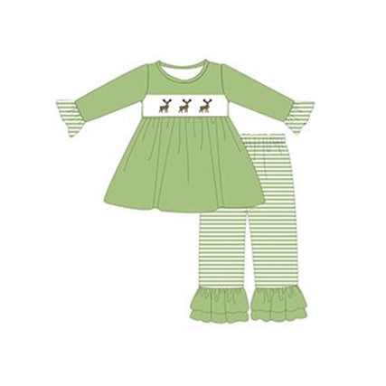 GLP0589 embroidery Christmas deer long sleeve boy girl outfit 20230701 eorder