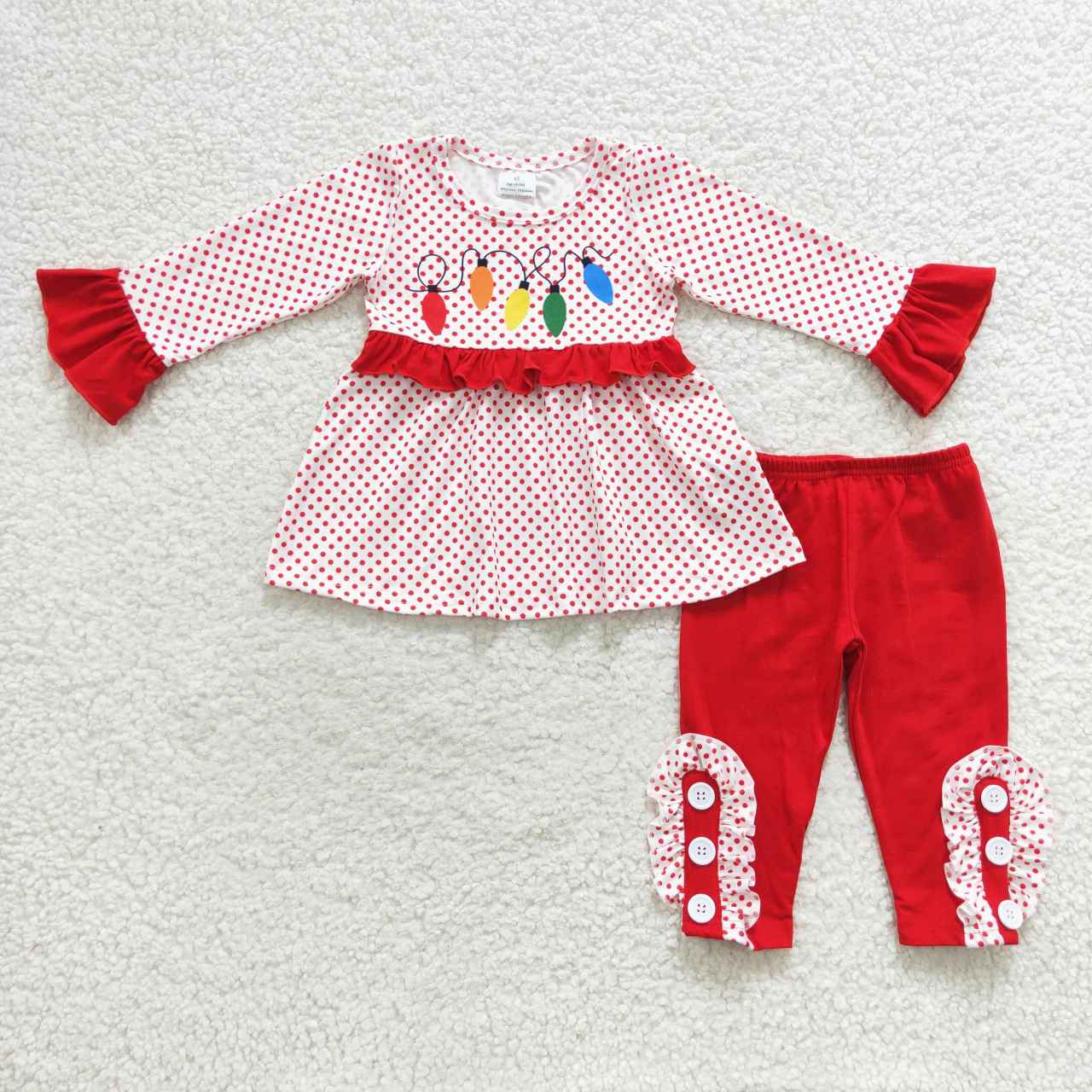 GLP0614 RTS Christmas lights red long sleeve pants girl pajamas outfit 20230811