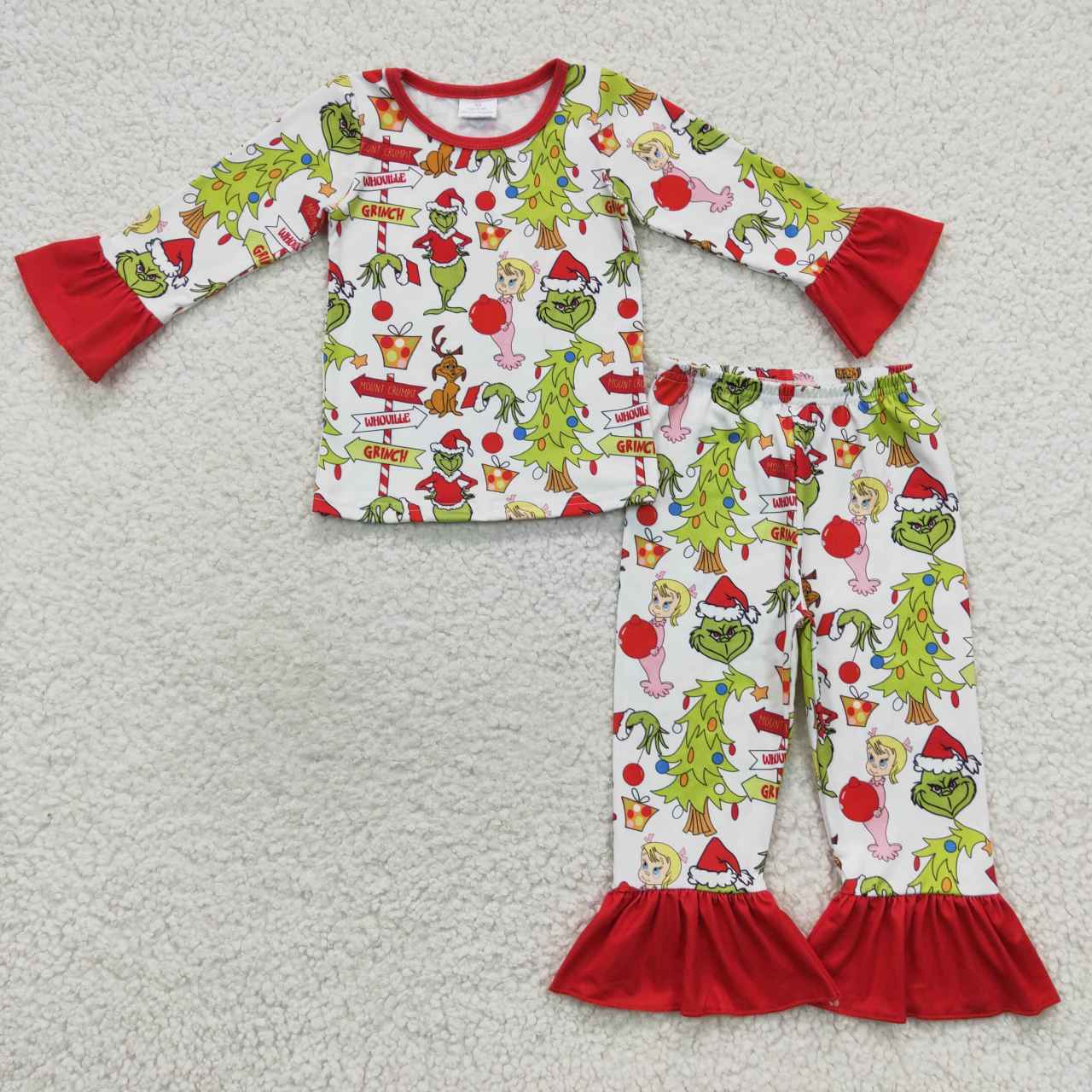 BLP0256 RTS Christmas grin cartoon long sleeve pants boy pajamas outfit 20230810