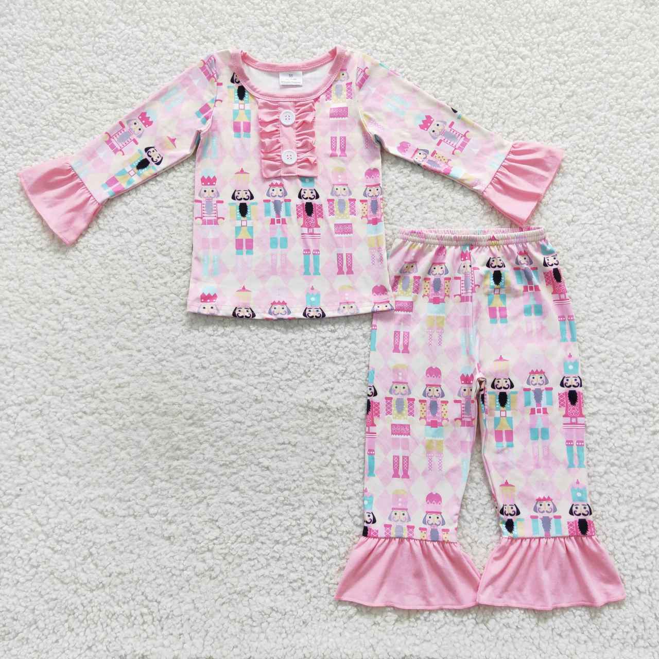 GLP0623 RTS nutcracker cartoon long sleeve pink girl pajamas outfit 20230804