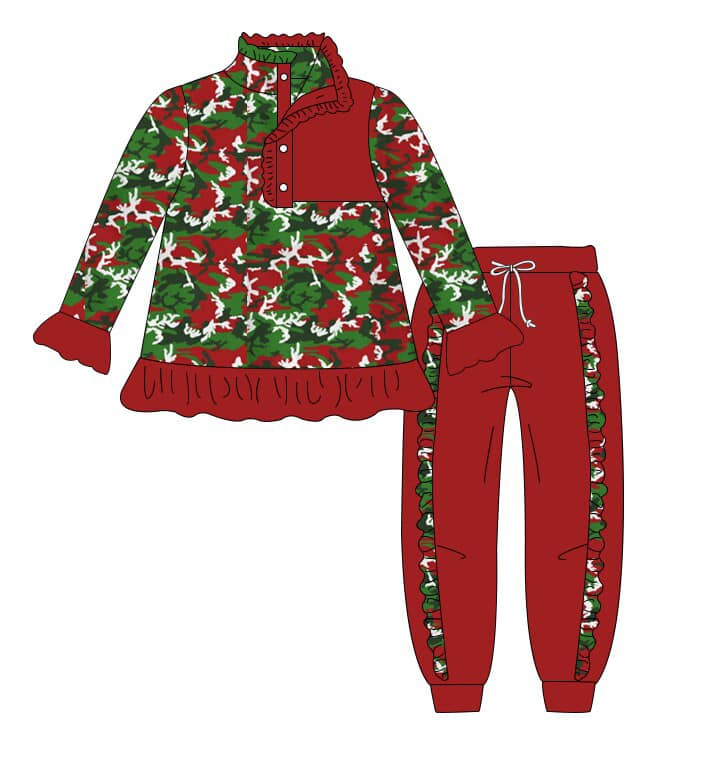 BLP0261 preorder Christmas cartoon camo long sleeve pants girl outfit 20230707